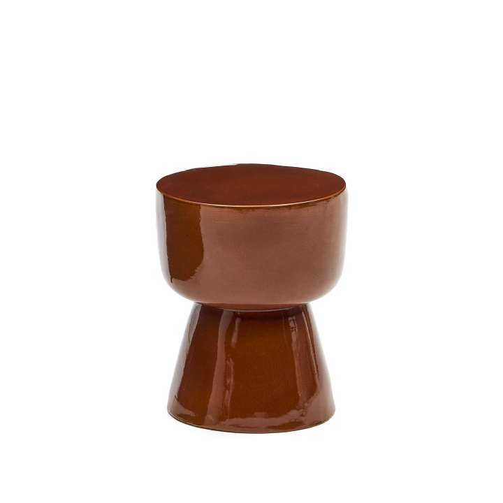 Priser på LAFORMA Mesquida udendørs sidebord, rund - keramik med glaseret terracotta-finish (Ø35)