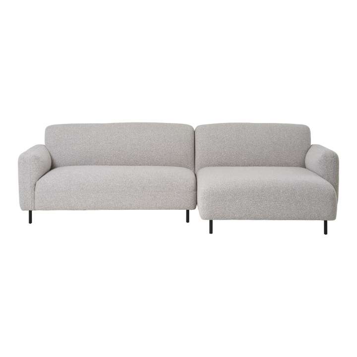 Priser på HOUSE NORDIC Salvador loungesofa, m. højre chaiselong - lysegrå bouclé polyester stof og sort