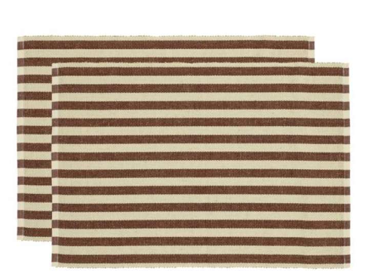 Priser på Södahl - Statement Stripe Dækkeserviet 33 x 48 cm 2 stk. Coffee brown