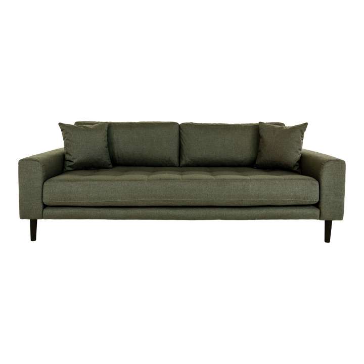 Priser på HOUSE NORDIC Lido 3 pers. sofa, m. 2 puder - olivengrøn polyester og sort træ