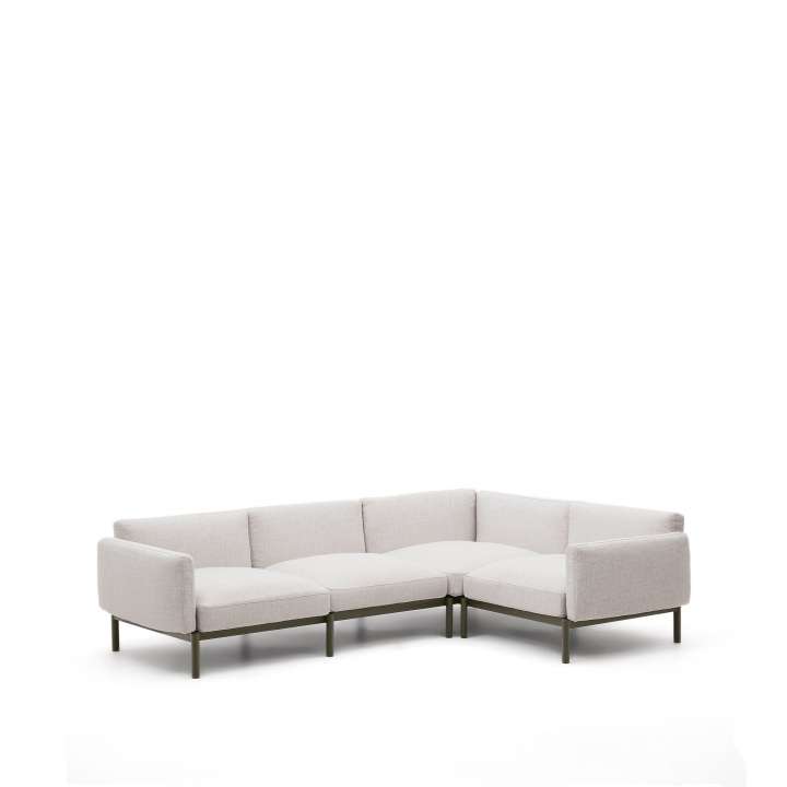 Priser på KAVE HOME Sorells modul 5 pers. udendørs hjørnesofa - beige og grøn aluminium (276x191,5cm)