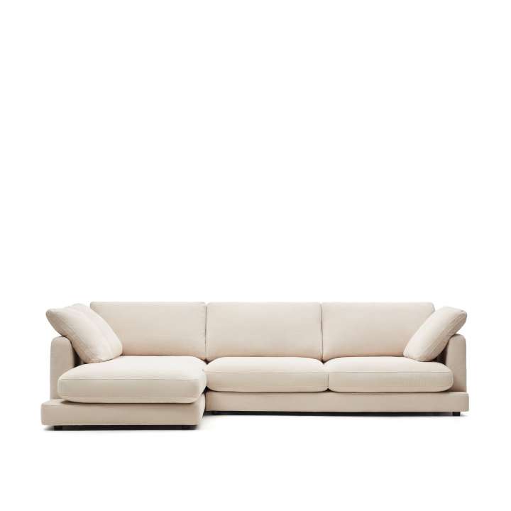 Priser på KAVE HOME Gala 4 pers. sofa, m. venstre chaiselong - beige stof (300cm)