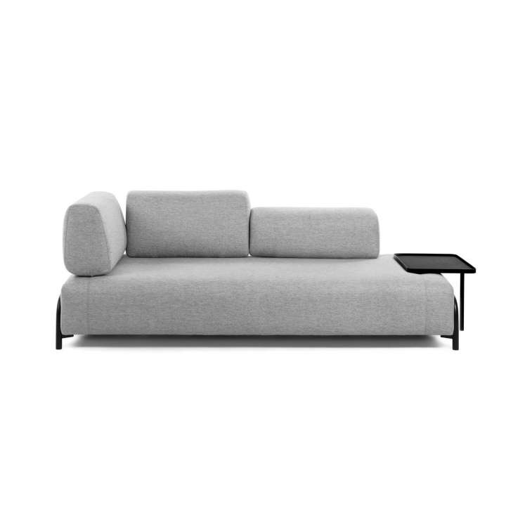 Priser på KAVE HOME Compo 3 pers. sofa m. stor bakke - lysegrå stof og metal